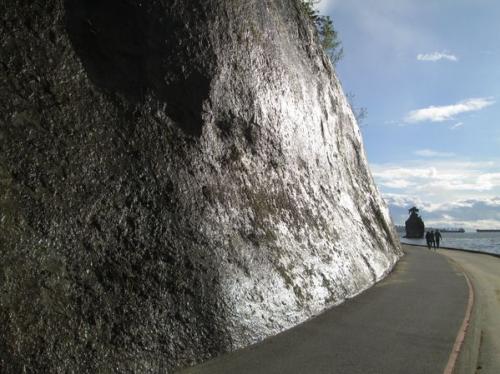 Stanley Park sand stone wall Vancouver British Colombia Canada, 2014