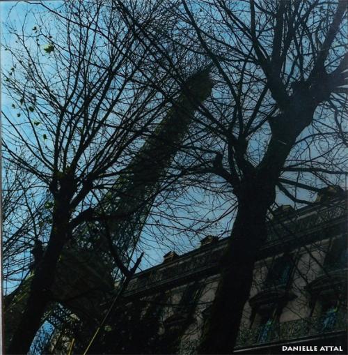 Tour Eiffel Paris photographie N&B colorisée au pinceau sur papier argentique, 1989